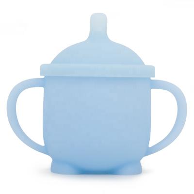 China Novelty Kids Feeding With Straw Infant Shaping Anti Puddle Silicone Sippy Cup for sale