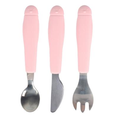 China Modern Toddler Cute Feeding Kids Stainless Steel Silicone Cutlery Set For Baby for sale