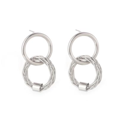 China Durable Hot Selling Geometric Double Circle Earrings Premium Material Durable Brass Material Fashionable Earrings for sale