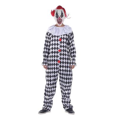 China Black and White Clown Patchwork Rhombus Collection Clown Costume Halloween Polka Dot Clown Costume Adult Fancy Dress Adult Costume- With Hat for sale