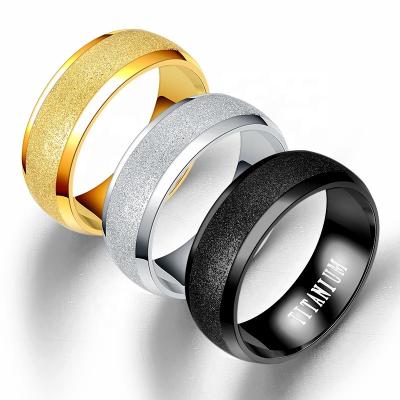 China Comfort Fit New Titanium Steel Men's Stainless Steel Ring Frosted Plain Sand Surface Wide Surface Custom Ring Can Carve Writing for sale