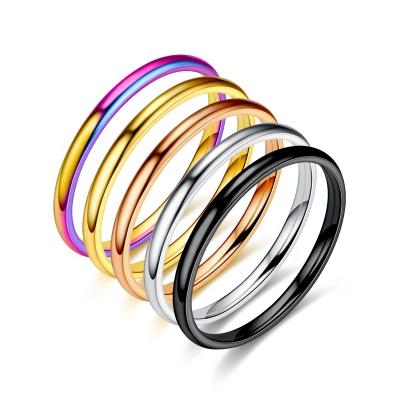 China Comfort Fit 2mm Ring Titanium Steel Thin Women's Niche Ring Popular Shiny Stainless Steel Couples Ring Custom Can Carve Handwriting for sale