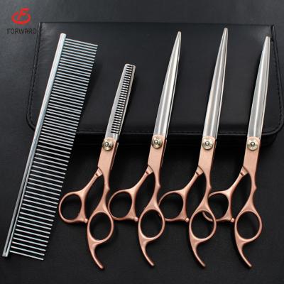 China Cheap 7 Inch Gold Color Pet Hair Grooming Scissors Kit Viable Scissors Kit For Dog And Cat for sale