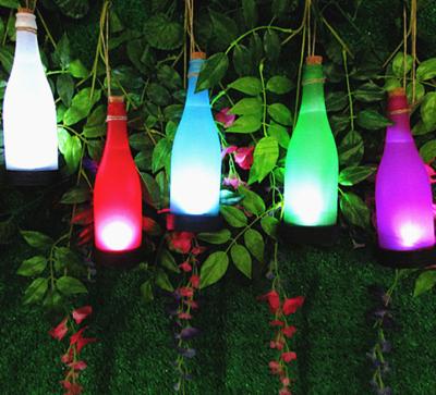 China Plastic+glass High Power Lead Glass Holiday Wine Bottle Light Outdoor Solar Hanging Lamp for sale