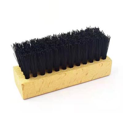 China Poolish Shoe Brush Suede Shoe Brush Beech Wood Handle Horse Hair Cleaning Shiny Black Color for sale