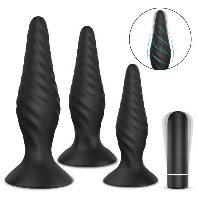 China 9 Modes Vibration S-HANDE 3 Pcs/Set Silicone Electric Shock Vibrating Sex Toys Butt Plug Anal Underwear For Male Couple Anal Sex for sale