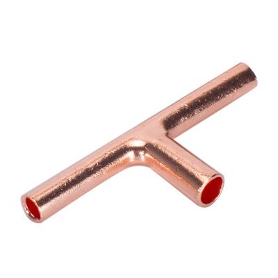 China Industrial high quality copper fittings for refrigeration air conditioning accessories copper pipe tee fittings for sale