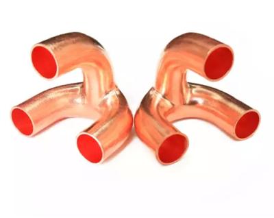 China Refrigeration Fittings Copper 3 Way Reducing Pipe Fittings Air Conditioner Copper Pipe Fittings Tee for sale