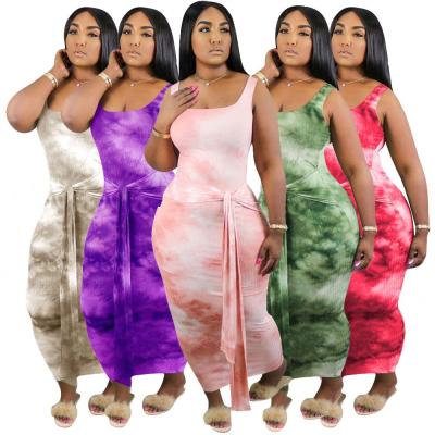 China New Fashion Breathable Summer Colorful Printing Women Clothing Plus Size Maxi Dress Short Sleeve for sale