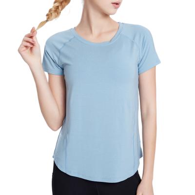 China Women Breathable Custom Cotton Refine Blank Scoop Neck Sweatshirts Fitness Streetwear Sports Gym Casual T-Shirts for sale