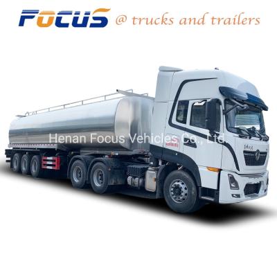 China Fresh Milk Juice Transport Stainless Steel Tank Trailer with Insulation Cover 34000 Liters for sale