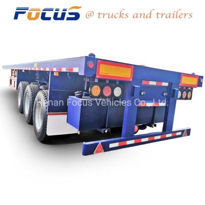 China 12 Tires 2/3/4 Axles ISO Standard 20FT 40FT Flatbed/Platform Container Truck Semi Trailer for sale