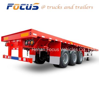 China Manufacturing 40FT Flatbed Semi Trailers with Triple Axles Customized Tread 1820mm for sale