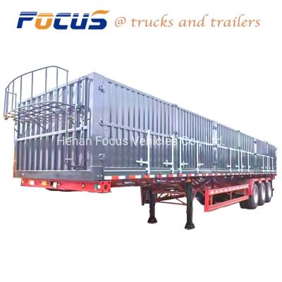 China Highly Versatile 3 Axles 40t 60t Dropside Flatbed Semi-Trailer for Boxes, Pallets, Bulk Cargo Transport for sale