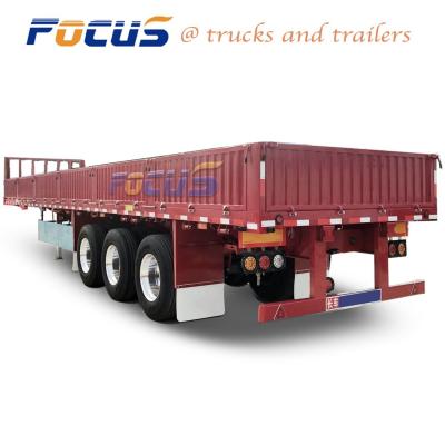 China FZCZ9400TJZHJ 40FT BPW Fuwa Axles Leaf Spring Suspension Cement Bag Transport Side Board Dropside Semi Trailer for sale