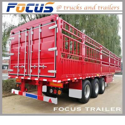 China 12.5 Meters 3 Axles 60ton Livestock Stake Utility Cargo Truck Tractor Semi Trailer for sale