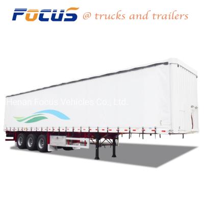 China 3 Axle Curtain Side Van Box Curtainside Utility Truck Semi Trailer for Beer Pallets Transportation for sale