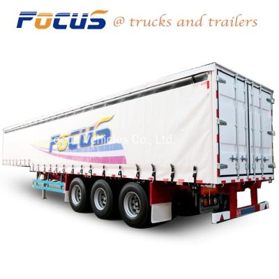 China Steel Tri Axle 30tons Curtain-Side Trailers for Beers Pellets Transportation Solutions for sale