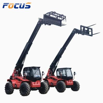 China 2024 4WD Telescopic Boom Diesel 3 Ton Telescopic Forklift Telehandler with 7m Lifting Hight with Hydraulic Fork/Breaker Hammer  for sale