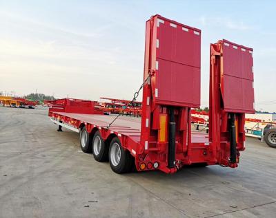 China Heavy Duty 50t Low Platform Lowbed Semi Trailer for Machinery Transport with Discount  for sale