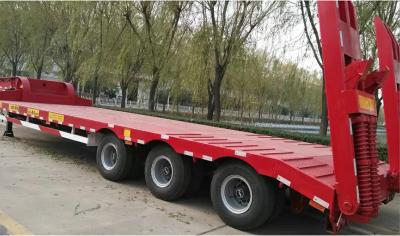 China 3axles 60tons Excavator Transport Lowboy Low Bed Lowbed Truck Semi Trailer  for sale