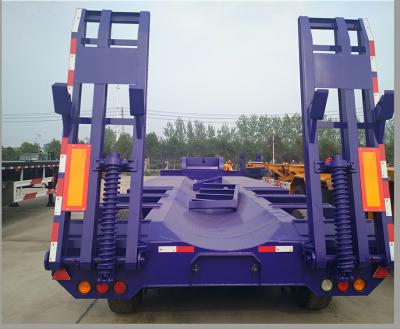 China 3 Axle Excavator Machinery Transportation Lowbed Semi Trailer with Detachable Ramp  for sale