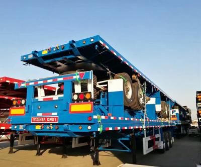 China 3axles 60tons Excavator Transport Gooseneck Lowboy Low Bed Lowbed Truck Semi Trailer  for sale