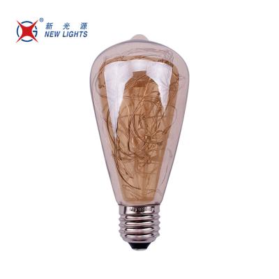 China New Design Decorative 1W RGB Copper Wire ST64 Filament Decorative Light Bulb for sale