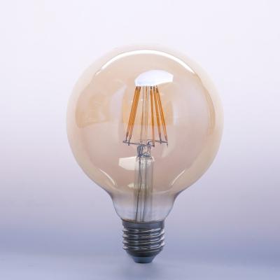 China Indoor lighting factory price led filament bulb light e27 warm globe G125 6W IC driver lighting for sale