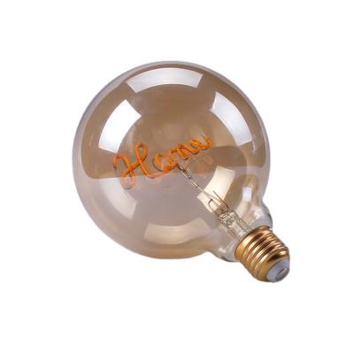 China Indoor lighting one more popular G125 1W/2W/3W AC220V/DC4.5V led filament bulb soft love shape led filament bulb for sale