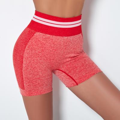 China Hot Selling Breathable Seamless Quick-Drying Knitted Sports Running Striped Fitness Yoga Shorts for sale