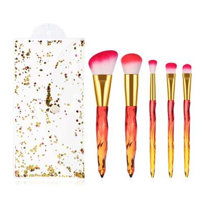 China Angular Blush Good Price 5PCS Synthetic Bristle Mini Crystal Makeup Brushes Set Custom Wholesale for sale