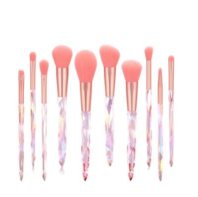 China Angular Blush Good Price 10PCS Synthetic Bristle Powder Foundation Blush Eyeshadow Brushes Crystal Makeup Brushes Set for sale