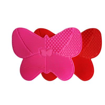 China Daily Silicone Rubbing Brush Cleaning Pad Cosmetic Beauty Silicone Makeup Brush Butterfly Cleansing Pad for sale