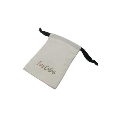 China Recyclable Custom Cotton Jewelry Pouches Suction Canvas Twine Bag for sale