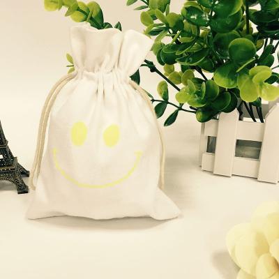 China Custom Gift Logo Printing Fashionable Recycled Cotton Fabric Drawstring Pouch for sale