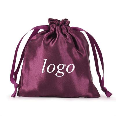 China High Quality Large Drawstring Gift Hair Satin Packaging Bag for sale