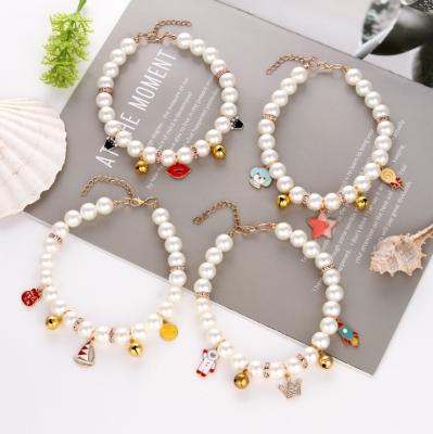 China Hot Sale Pet Cat Collar Pearls Necklace Cute Fashion Pet Collars JEWELED for sale