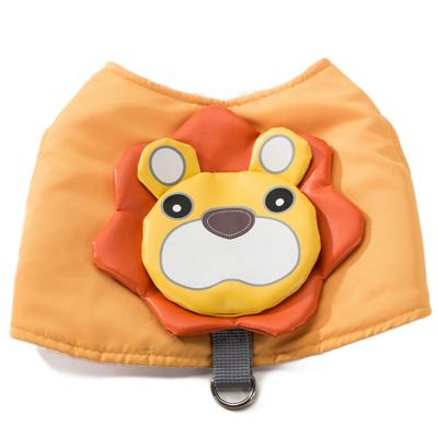 China OEM Cute Padded Cartoon Lion Dog Pet Harness Orange Cat Harness With Rope for sale