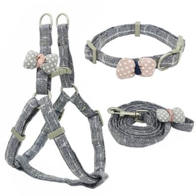 China Wholesale Padded Dog Harness Leash Collar Set Bow Adjustable Soft Cute Dog Harness for sale