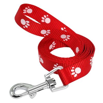 China Small DETACHED Nylon Dog Leash Paw Print Pet Walking Lead 3 Color Training Leash Strap Belt Pet Leash for sale