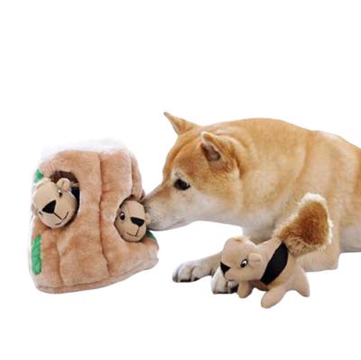 China Skin Viable Squirrel Puzzle Plush Dog Toy Hide And Seek Activity Toy For Dog Playing Pet Squeaky Toy A for sale