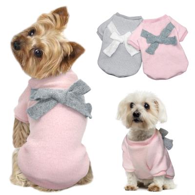 China Viable Small Dog Cat Clothes For Chihuahua Pet Puppy Clothes Coat Cute Bowknot Dogs Sweater Apparel for sale