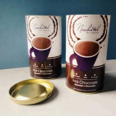 China Composite Paper Recyclable Empty Coffee Packaging Cylinder Cans With Metal Plug Lid for sale