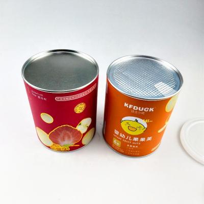 China Recyclable High Quality Cookies Packaging Paper Fruit Puff Packaging Can Airtight Food Boxes for sale