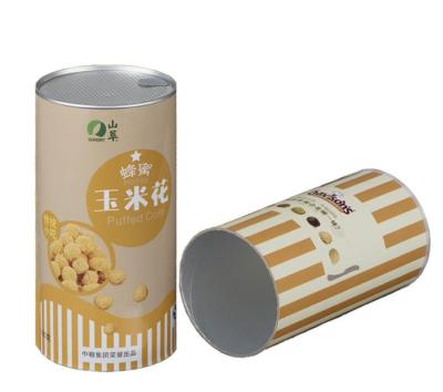 China Recyclable Empty Food Cans Popcorn Paper Packaging Can Cereal Bar Packaging for sale