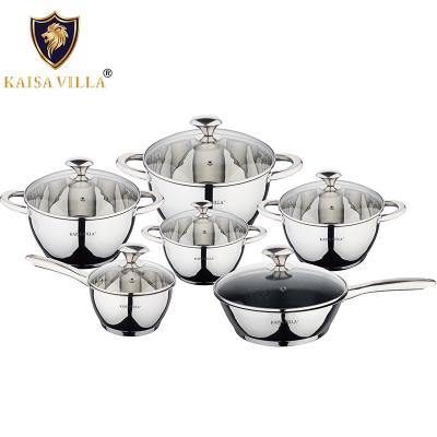 China KAISA VILLA (KV-6661) Stainless Steel Cookware Stick Non-Stick Stocked Cookware Non Set Cookware Non Stick Pot Set (2 sets/ctn) for sale