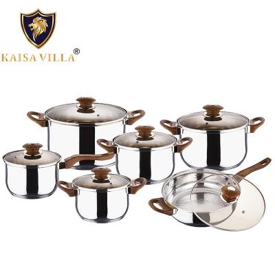 China KAISA VILLA (KV-1006) Stocked Drop Shipping Stainless Steel Cookware Set Cooking Pots Large Non Stick Cooking Pot Set Stainless Steel for sale