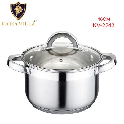 China KAISA VILLA (KV-2243) Stocked Hot Selling Pot Cookware (12 Pcs/ctn) Cooking Pots Stainless Steel Kitchen Accessories Cooking Pot for sale