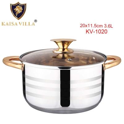 China KAISA VILLA VILLA Food Grade Cookware Stainless Steel Restaurant Stocked High Quality Pots Cooking Pot Stainless Steel Pot With Lid for sale